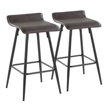 LumiSource Ale Counter Stool Set of 2 | Contemporary Black Steel & Espresso PU | Kitchen Island & Bar Seating | Model B26-ALEBKE2