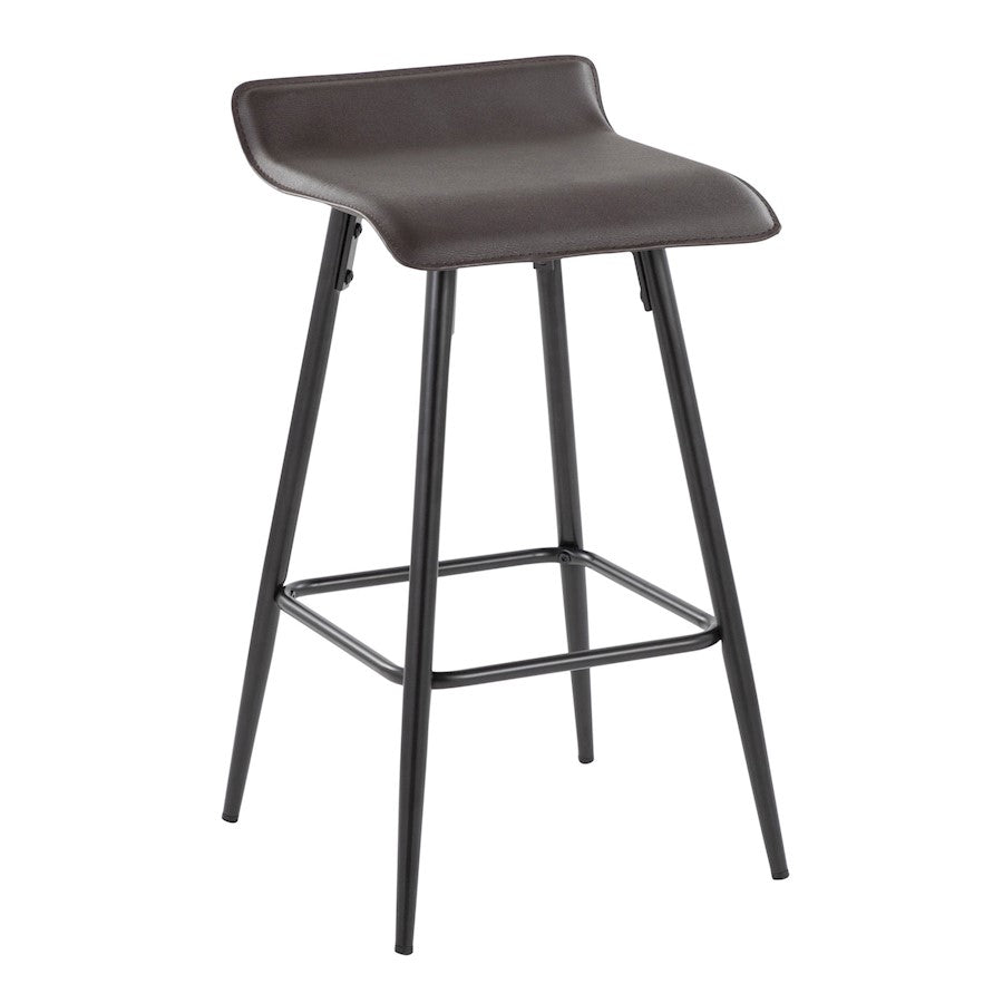 LumiSource Ale Counter Stool Set of 2 | Contemporary Black Steel & Espresso PU | Kitchen Island & Bar Seating | Model B26-ALEBKE2