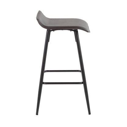LumiSource Ale Counter Stool Set of 2 | Contemporary Black Steel & Espresso PU | Kitchen Island & Bar Seating | Model B26-ALEBKE2