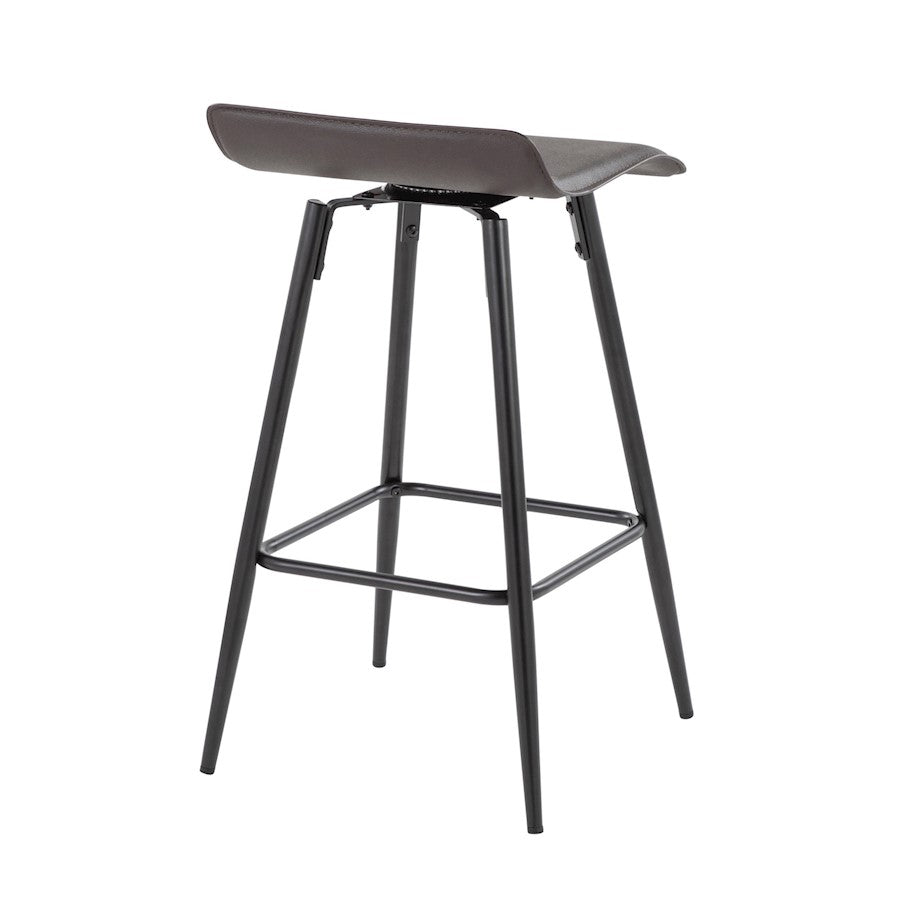 LumiSource Ale Counter Stool Set of 2 | Contemporary Black Steel & Espresso PU | Kitchen Island & Bar Seating | Model B26-ALEBKE2