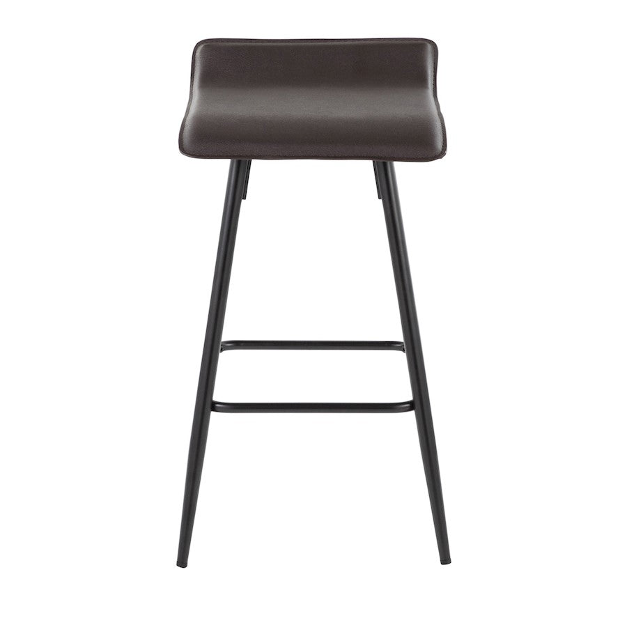 LumiSource Ale Counter Stool Set of 2 | Contemporary Black Steel & Espresso PU | Kitchen Island & Bar Seating | Model B26-ALEBKE2