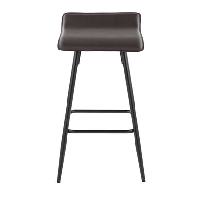 LumiSource Ale Counter Stool Set of 2 | Contemporary Black Steel & Espresso PU | Kitchen Island & Bar Seating | Model B26-ALEBKE2