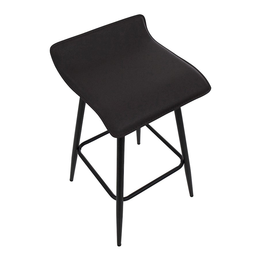 LumiSource Ale Counter Stool Set of 2 | Contemporary Black Steel & Espresso PU | Kitchen Island & Bar Seating | Model B26-ALEBKE2