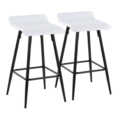 LumiSource Ale Counter Stool Set of 2 | Contemporary Black Steel & White PU | Kitchen Island & Bar Seating | Model B26-ALEBKW2