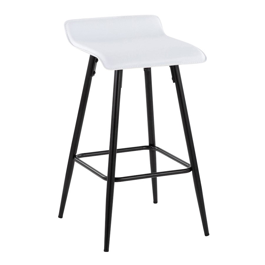 LumiSource Ale Counter Stool Set of 2 | Contemporary Black Steel & White PU | Kitchen Island & Bar Seating | Model B26-ALEBKW2