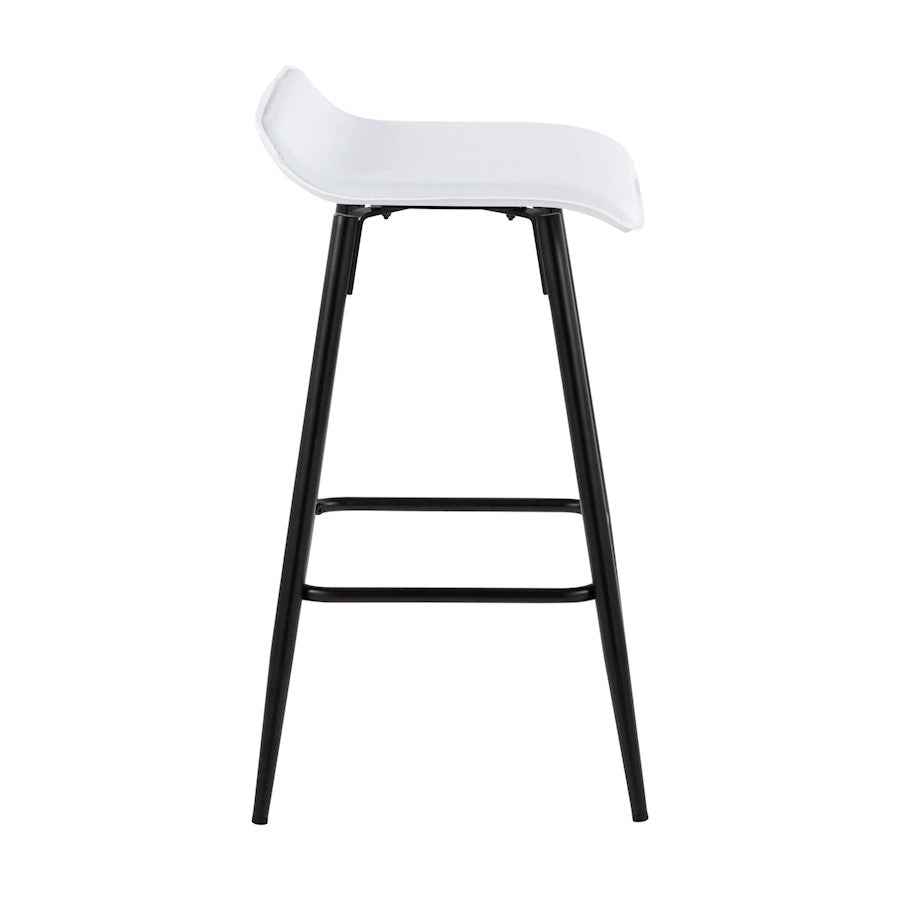 LumiSource Ale Counter Stool Set of 2 | Contemporary Black Steel & White PU | Kitchen Island & Bar Seating | Model B26-ALEBKW2
