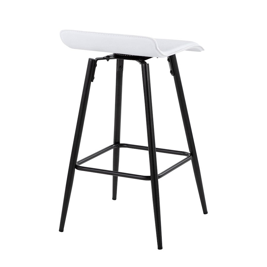 LumiSource Ale Counter Stool Set of 2 | Contemporary Black Steel & White PU | Kitchen Island & Bar Seating | Model B26-ALEBKW2