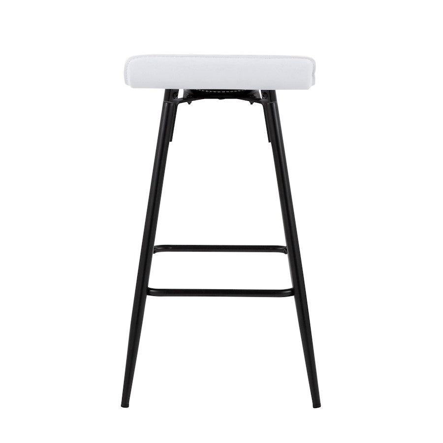 LumiSource Ale Counter Stool Set of 2 | Contemporary Black Steel & White PU | Kitchen Island & Bar Seating | Model B26-ALEBKW2
