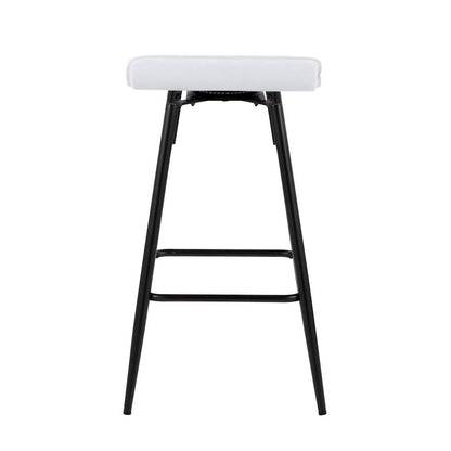 LumiSource Ale Counter Stool Set of 2 | Contemporary Black Steel & White PU | Kitchen Island & Bar Seating | Model B26-ALEBKW2