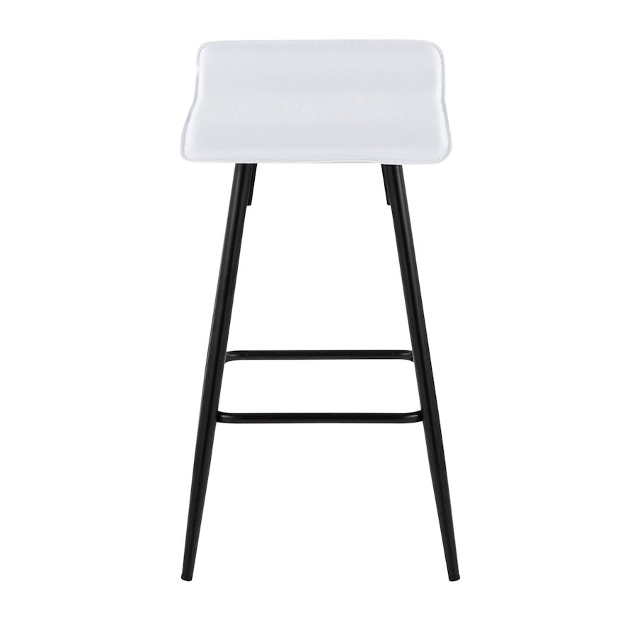 LumiSource Ale Counter Stool Set of 2 | Contemporary Black Steel & White PU | Kitchen Island & Bar Seating | Model B26-ALEBKW2