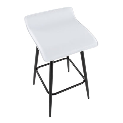 LumiSource Ale Counter Stool Set of 2 | Contemporary Black Steel & White PU | Kitchen Island & Bar Seating | Model B26-ALEBKW2