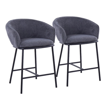 LumiSource Ashland Counter Stool Set/2 | Contemporary Black Steel & Charcoal Fabric | Kitchen Island & Bar Seating | Model B26-ASHLAND2BKCHAR2
