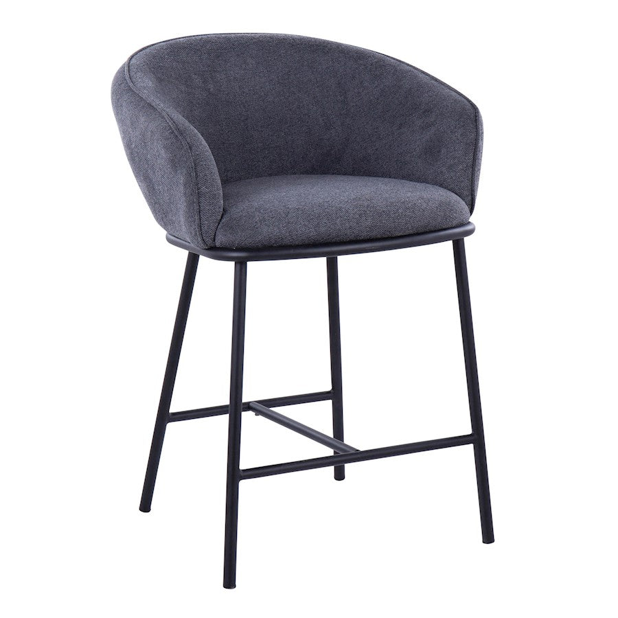 LumiSource Ashland Counter Stool Set/2 | Contemporary Black Steel & Charcoal Fabric | Kitchen Island & Bar Seating | Model B26-ASHLAND2BKCHAR2