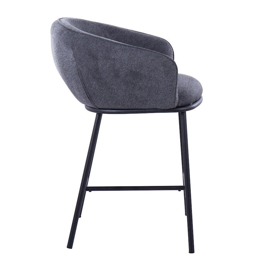 LumiSource Ashland Counter Stool Set/2 | Contemporary Black Steel & Charcoal Fabric | Kitchen Island & Bar Seating | Model B26-ASHLAND2BKCHAR2