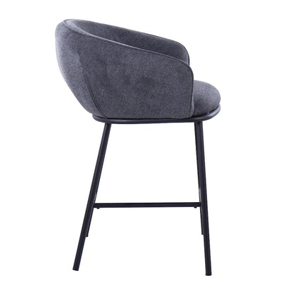 LumiSource Ashland Counter Stool Set/2 | Contemporary Black Steel & Charcoal Fabric | Kitchen Island & Bar Seating | Model B26-ASHLAND2BKCHAR2