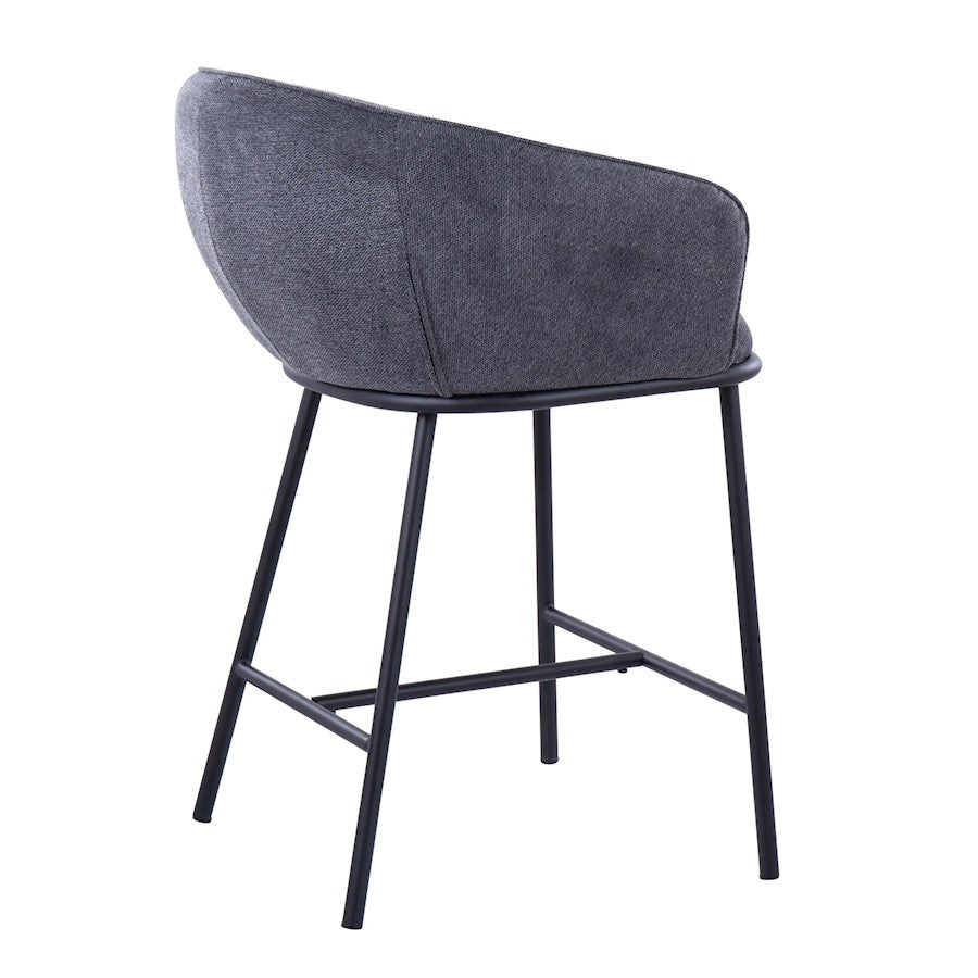 LumiSource Ashland Counter Stool Set/2 | Contemporary Black Steel & Charcoal Fabric | Kitchen Island & Bar Seating | Model B26-ASHLAND2BKCHAR2