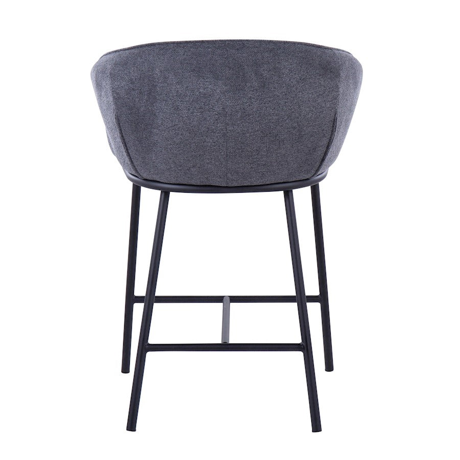LumiSource Ashland Counter Stool Set/2 | Contemporary Black Steel & Charcoal Fabric | Kitchen Island & Bar Seating | Model B26-ASHLAND2BKCHAR2
