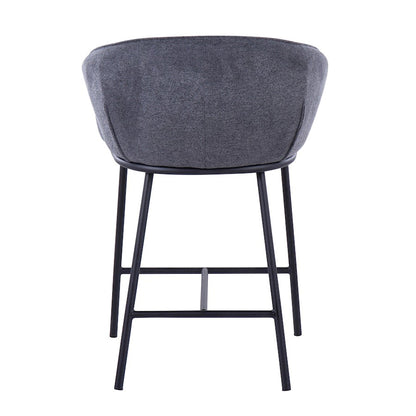 LumiSource Ashland Counter Stool Set/2 | Contemporary Black Steel & Charcoal Fabric | Kitchen Island & Bar Seating | Model B26-ASHLAND2BKCHAR2