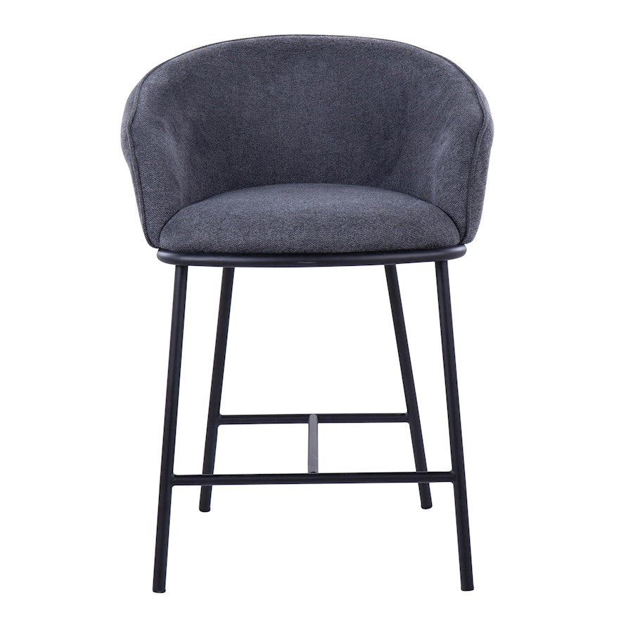 LumiSource Ashland Counter Stool Set/2 | Contemporary Black Steel & Charcoal Fabric | Kitchen Island & Bar Seating | Model B26-ASHLAND2BKCHAR2