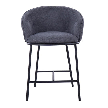 LumiSource Ashland Counter Stool Set/2 | Contemporary Black Steel & Charcoal Fabric | Kitchen Island & Bar Seating | Model B26-ASHLAND2BKCHAR2