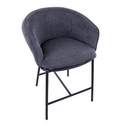 LumiSource Ashland Counter Stool Set/2 | Contemporary Black Steel & Charcoal Fabric | Kitchen Island & Bar Seating | Model B26-ASHLAND2BKCHAR2
