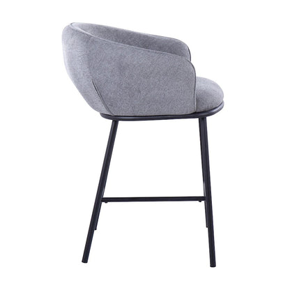 LumiSource Ashland Counter Stool Set/2 | Contemporary Black Steel & Grey Fabric | Kitchen Island & Bar Seating | Model B26-ASHLAND2BKGY2