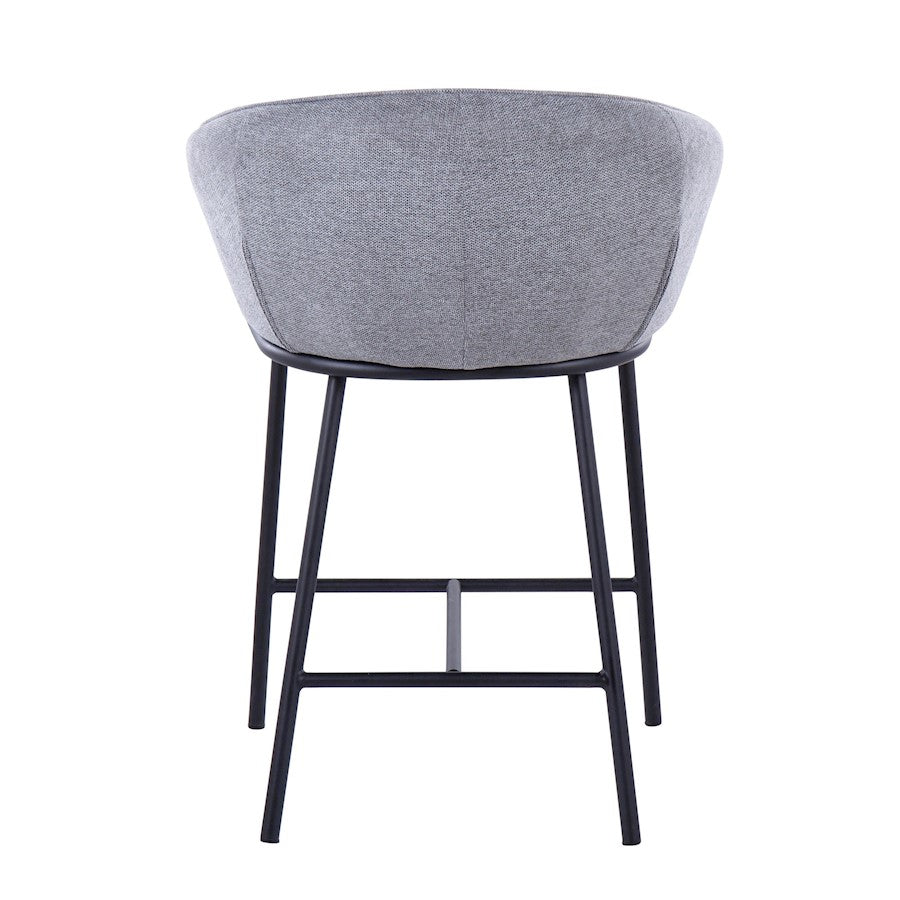 LumiSource Ashland Counter Stool Set/2 | Contemporary Black Steel & Grey Fabric | Kitchen Island & Bar Seating | Model B26-ASHLAND2BKGY2