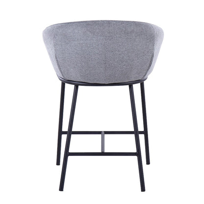 LumiSource Ashland Counter Stool Set/2 | Contemporary Black Steel & Grey Fabric | Kitchen Island & Bar Seating | Model B26-ASHLAND2BKGY2