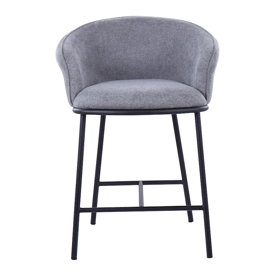 LumiSource Ashland Counter Stool Set/2 | Contemporary Black Steel & Grey Fabric | Kitchen Island & Bar Seating | Model B26-ASHLAND2BKGY2