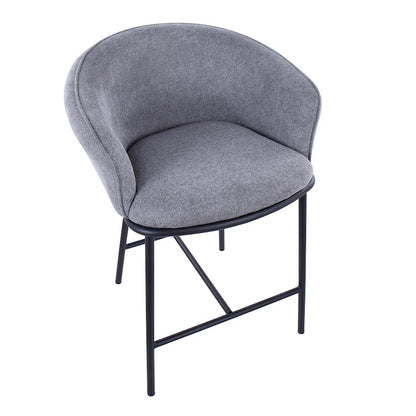 LumiSource Ashland Counter Stool Set/2 | Contemporary Black Steel & Grey Fabric | Kitchen Island & Bar Seating | Model B26-ASHLAND2BKGY2
