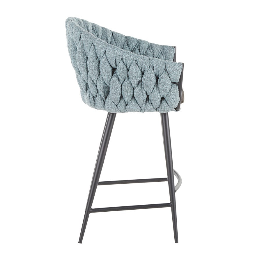 LumiSource Matisse Counter Stool | Contemporary Black Metal & Blue Fabric | Kitchen Island & Bar Seating | Model B26-BRAIDMATBKBU