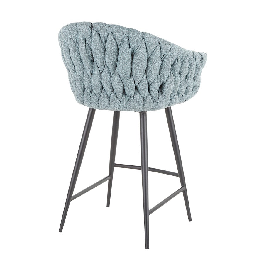 LumiSource Matisse Counter Stool | Contemporary Black Metal & Blue Fabric | Kitchen Island & Bar Seating | Model B26-BRAIDMATBKBU