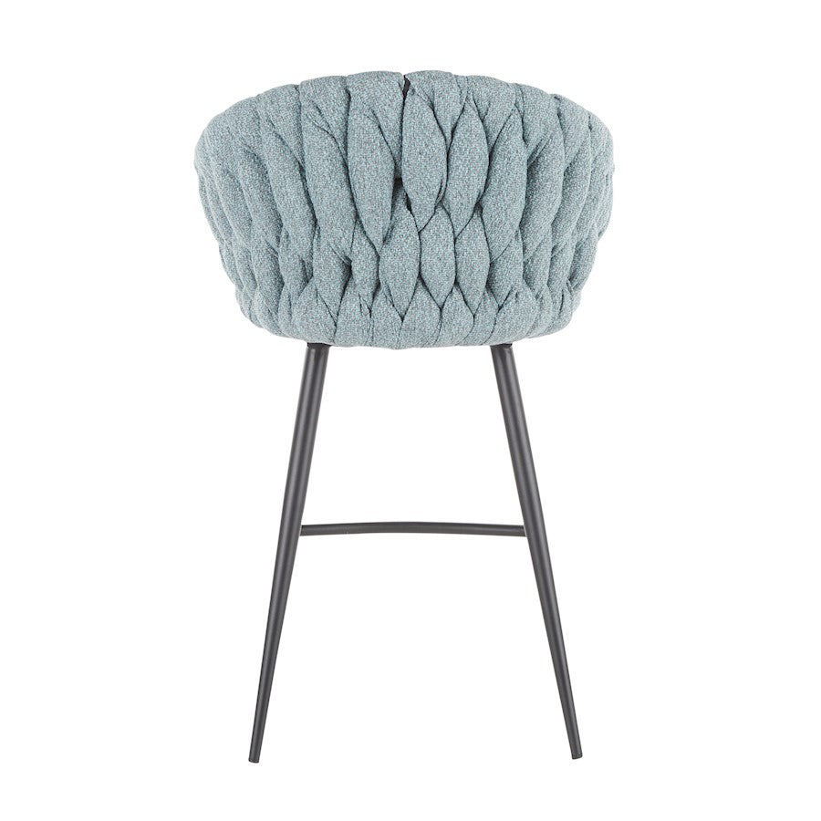 LumiSource Matisse Counter Stool | Contemporary Black Metal & Blue Fabric | Kitchen Island & Bar Seating | Model B26-BRAIDMATBKBU