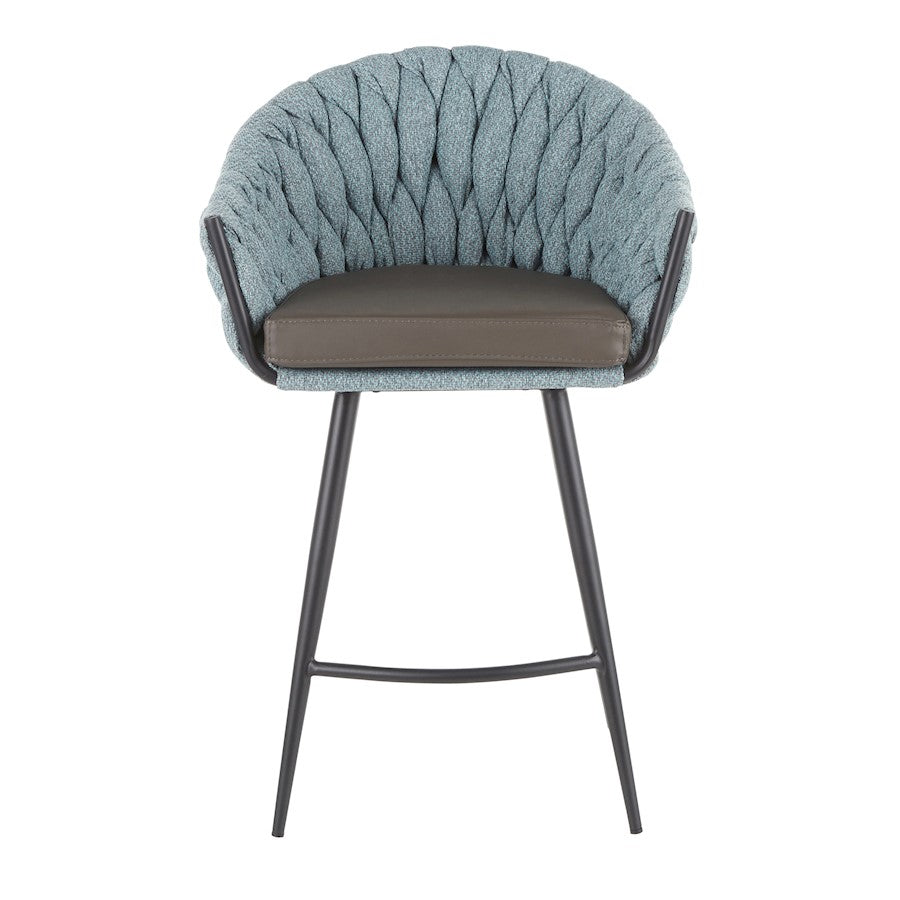 LumiSource Matisse Counter Stool | Contemporary Black Metal & Blue Fabric | Kitchen Island & Bar Seating | Model B26-BRAIDMATBKBU