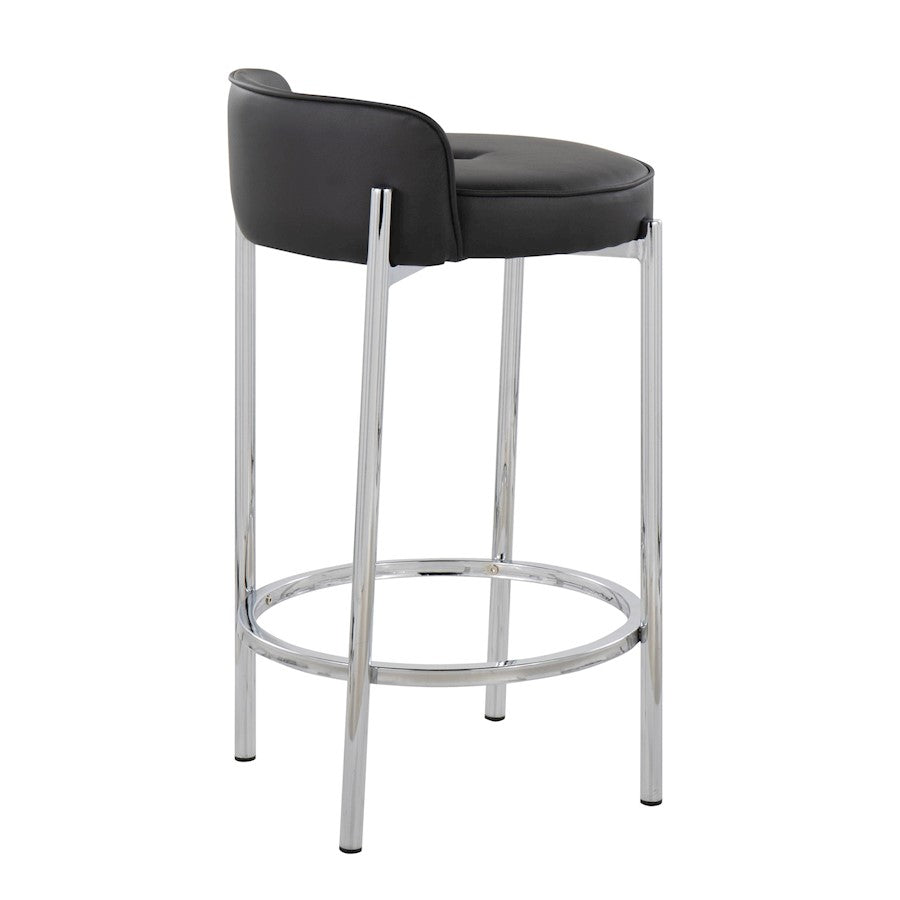 LumiSource Chloe 17in Counter Stool Set of 2 | Chrome & Black PU | Kitchen Island & Dining Room | 17 x 16 x 29 in | Model B26-CHLOEBK2