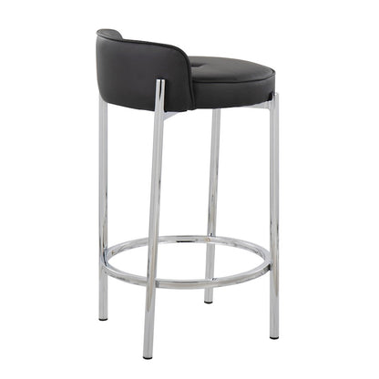 LumiSource Chloe 17in Counter Stool Set of 2 | Chrome & Black PU | Kitchen Island & Dining Room | 17 x 16 x 29 in | Model B26-CHLOEBK2