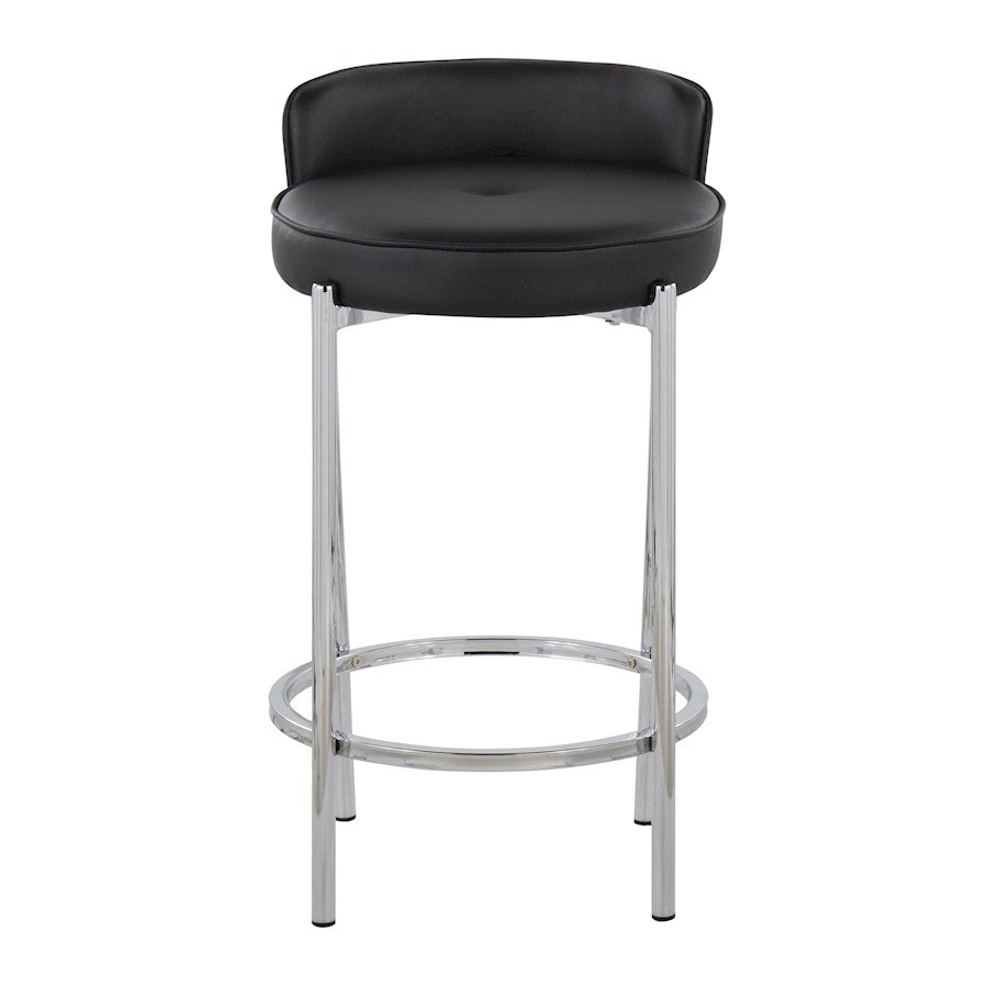 LumiSource Chloe 17in Counter Stool Set of 2 | Chrome & Black PU | Kitchen Island & Dining Room | 17 x 16 x 29 in | Model B26-CHLOEBK2