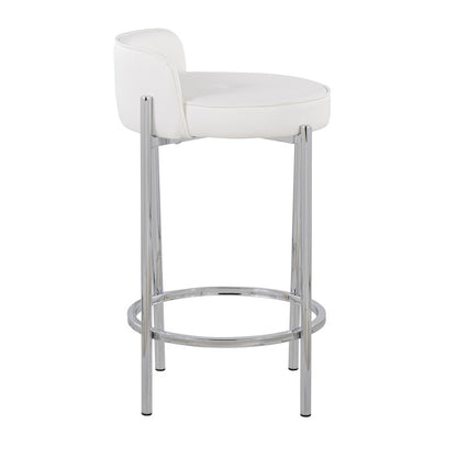 LumiSource Chloe 17in Counter Stool Set of 2 | Chrome & White PU | Kitchen Island & Dining Room | 17 x 16 x 29 in | Model B26-CHLOEW2