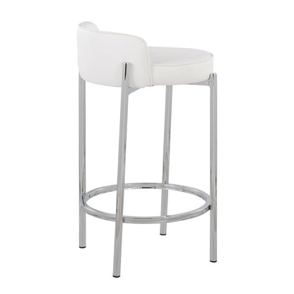 LumiSource Chloe 17in Counter Stool Set of 2 | Chrome & White PU | Kitchen Island & Dining Room | 17 x 16 x 29 in | Model B26-CHLOEW2