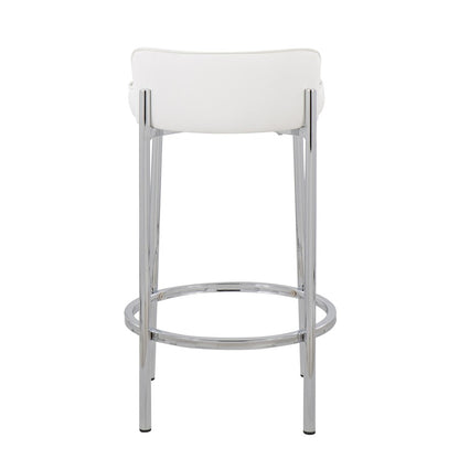 LumiSource Chloe 17in Counter Stool Set of 2 | Chrome & White PU | Kitchen Island & Dining Room | 17 x 16 x 29 in | Model B26-CHLOEW2
