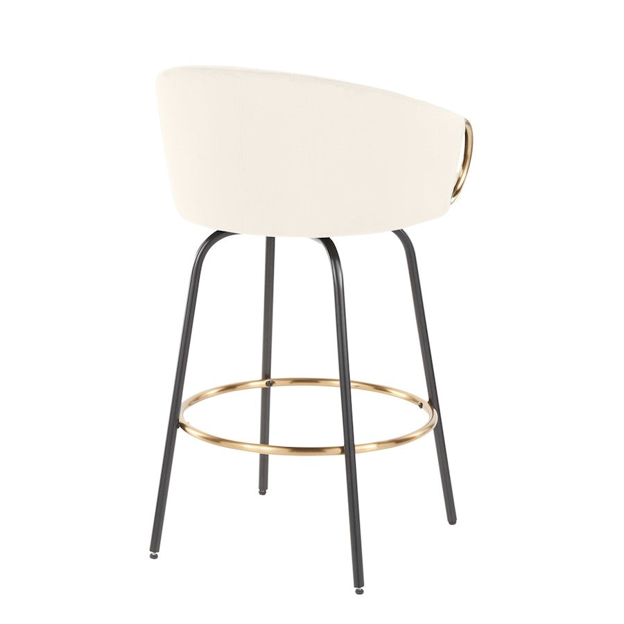LumiSource Claire 26in Counter Stool Set of 2 | Glam Black Metal and Cream Velvet with Gold Accents | Kitchen Island | Model B26-CLAIRE2-SWVGBKVCR2