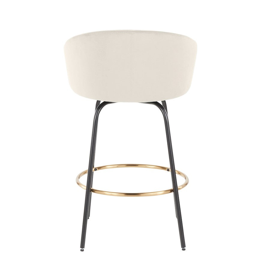 LumiSource Claire 26in Counter Stool Set of 2 | Glam Black Metal and Cream Velvet with Gold Accents | Kitchen Island | Model B26-CLAIRE2-SWVGBKVCR2