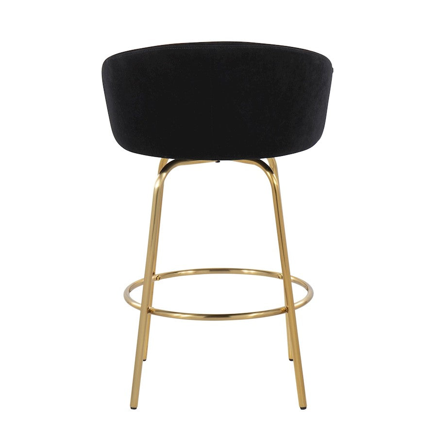 LumiSource Claire 26in Counter Stool Set of 2 | Glam Gold Steel and Black Velvet | Kitchen Island & Bar Seating | Model B26-CLAIRE2AUVBK2