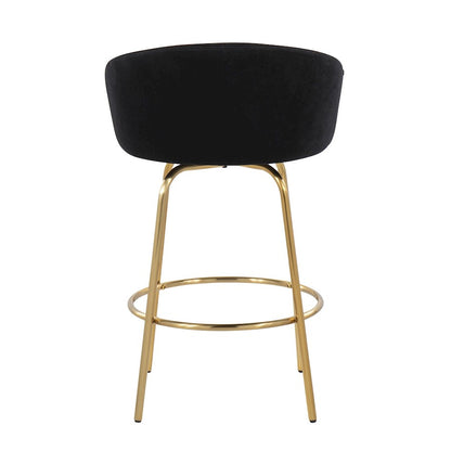 LumiSource Claire 26in Counter Stool Set of 2 | Glam Gold Steel and Black Velvet | Kitchen Island & Bar Seating | Model B26-CLAIRE2AUVBK2
