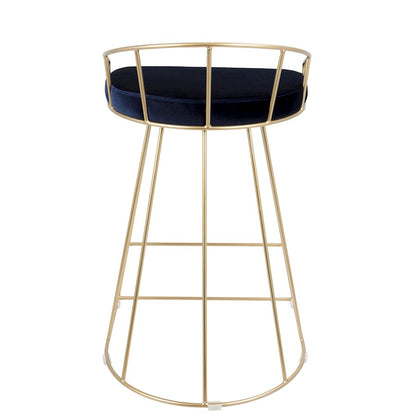 LumiSource Canary 26in Counter Stool Set of 2 | Glam Gold Metal and Blue Velvet | Kitchen Island & Bar Seating | Model B26-CNRYAU-BU2