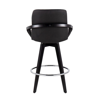 LumiSource Cosmo Counter Stool Set of 2 | Black Wood & Chrome with Black PU | Kitchen Island & Bar Seating | Model B26-COSMO2-SWVRBKBK2