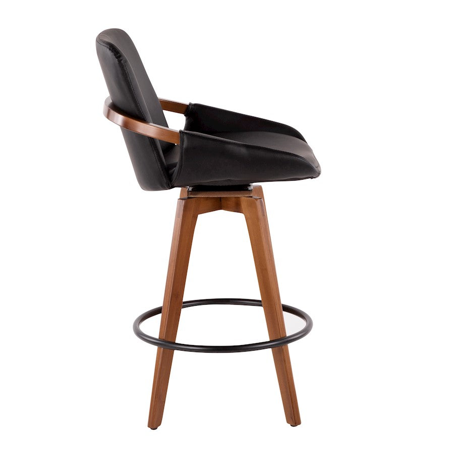 LumiSource Cosmo Counter Stool | Walnut Bamboo & Black PU with Black Metal | Kitchen Island & Bar Seating | 20 x 17 x 38 in | Model B26-COSMOWL-BK