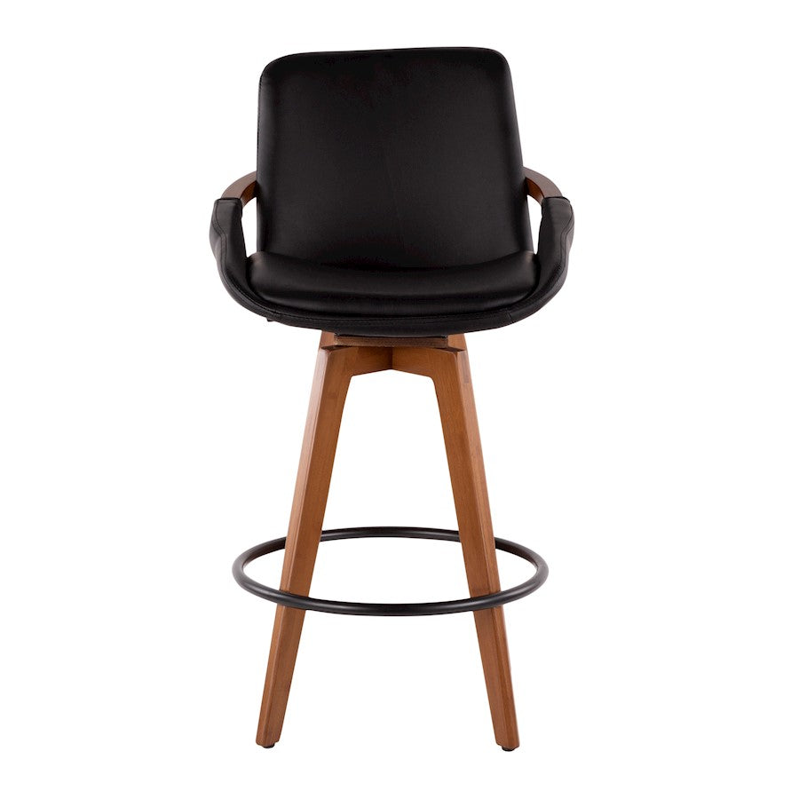 LumiSource Cosmo Counter Stool | Walnut Bamboo & Black PU with Black Metal | Kitchen Island & Bar Seating | 20 x 17 x 38 in | Model B26-COSMOWL-BK