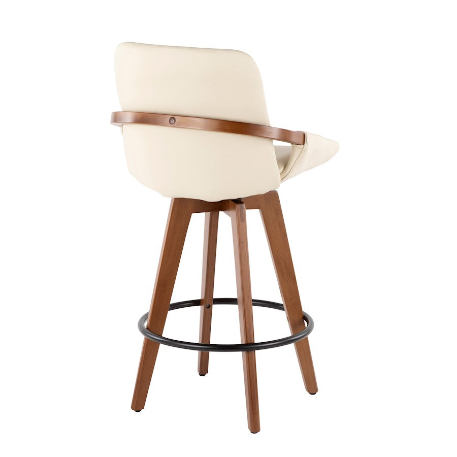 LumiSource Cosmo Counter Stool | Walnut Bamboo and Cream Faux Leather | Kitchen Island & Breakfast Bar Seating | Model B26-COSMOWL-CR