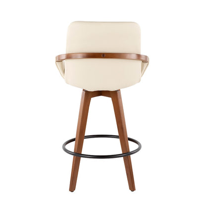 LumiSource Cosmo Counter Stool | Walnut Bamboo and Cream Faux Leather | Kitchen Island & Breakfast Bar Seating | Model B26-COSMOWL-CR